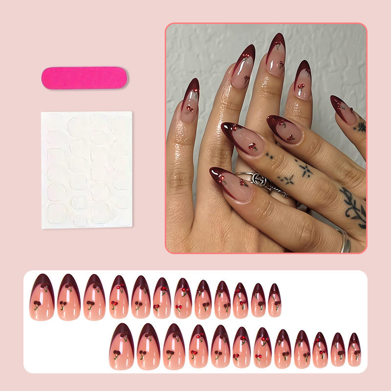 Acrylic nail set with fruity cherry design Kalsten