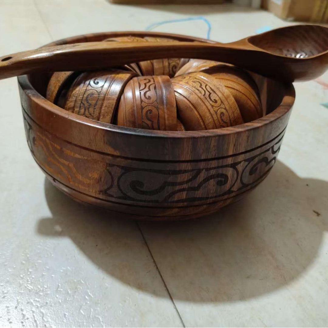 Artisan Wooden Serving Bowl Set