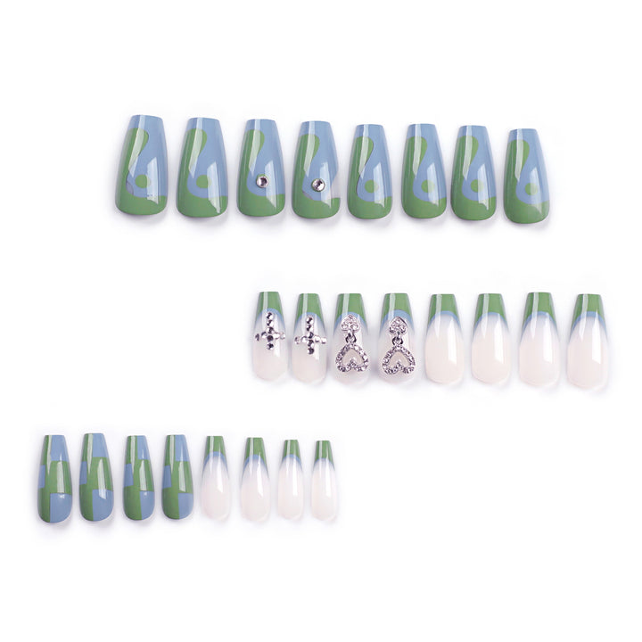 Artistic nail extensions with decorative jewelry effect Kalsten