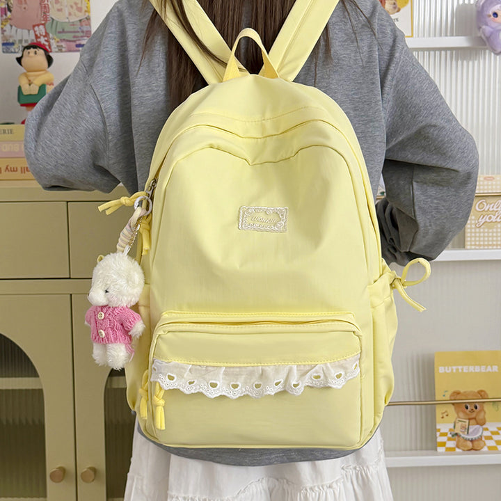 Decorative Lace-Trimmed School Backpack Kalsten