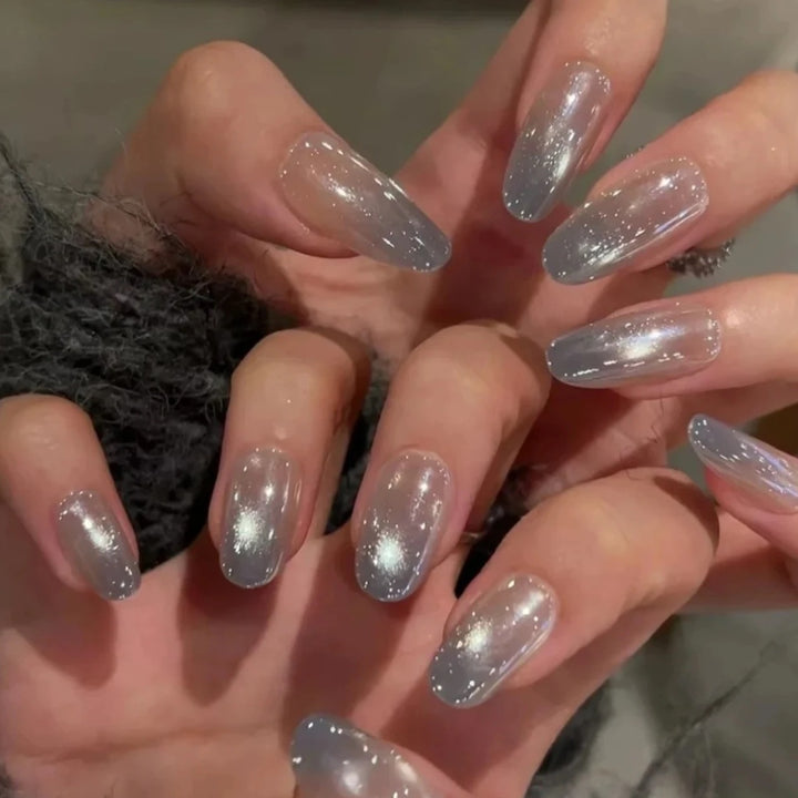 Decorative Ombre Nail Extensions with Glitter