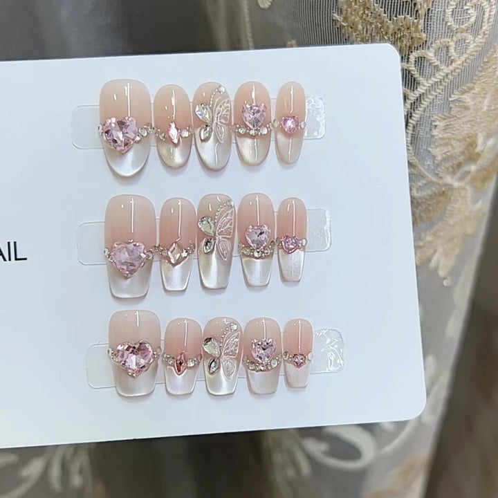 Decorative Heart and Butterfly Press-On Nail Set Kalsten
