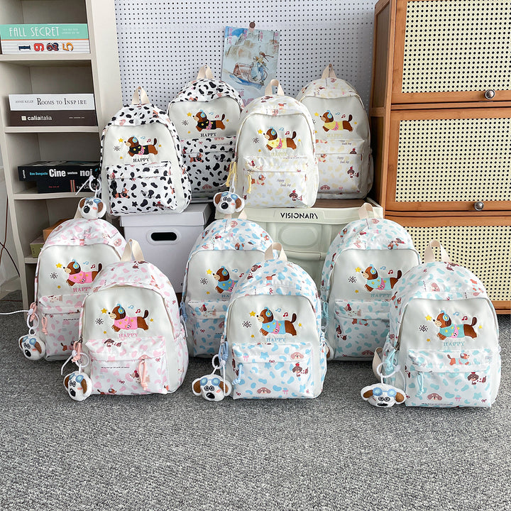 Backpack with Cheerful Dog Design and Multifunctional Compartment Layout Kalsten