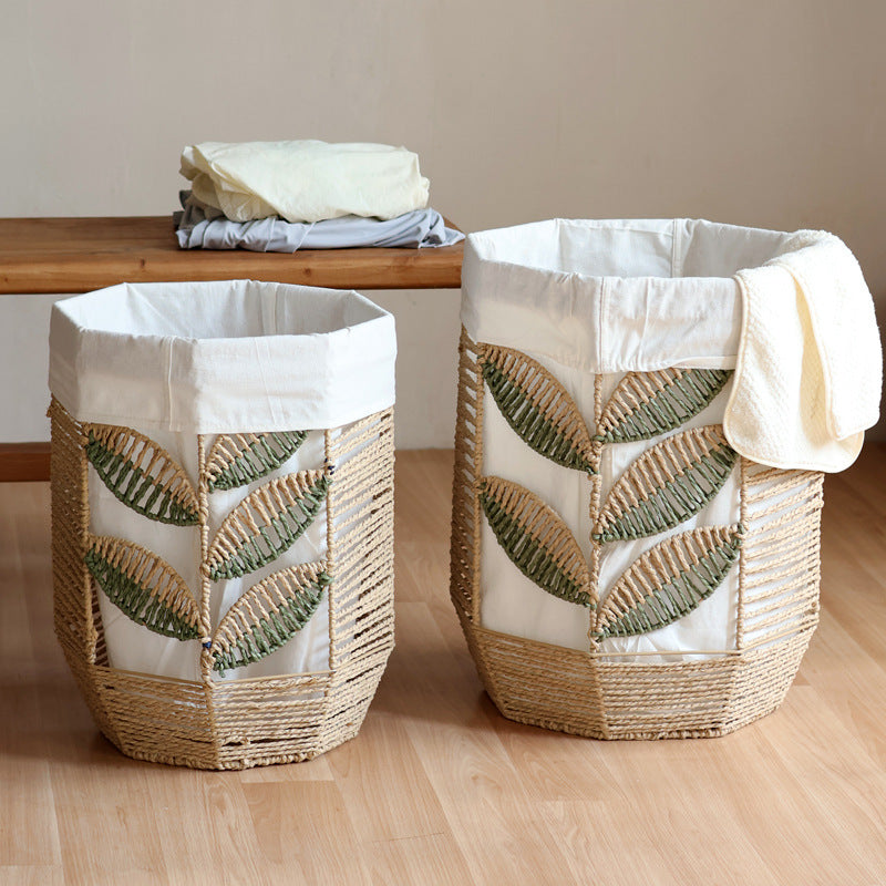 Rustic laundry basket with floral pattern Kalsten