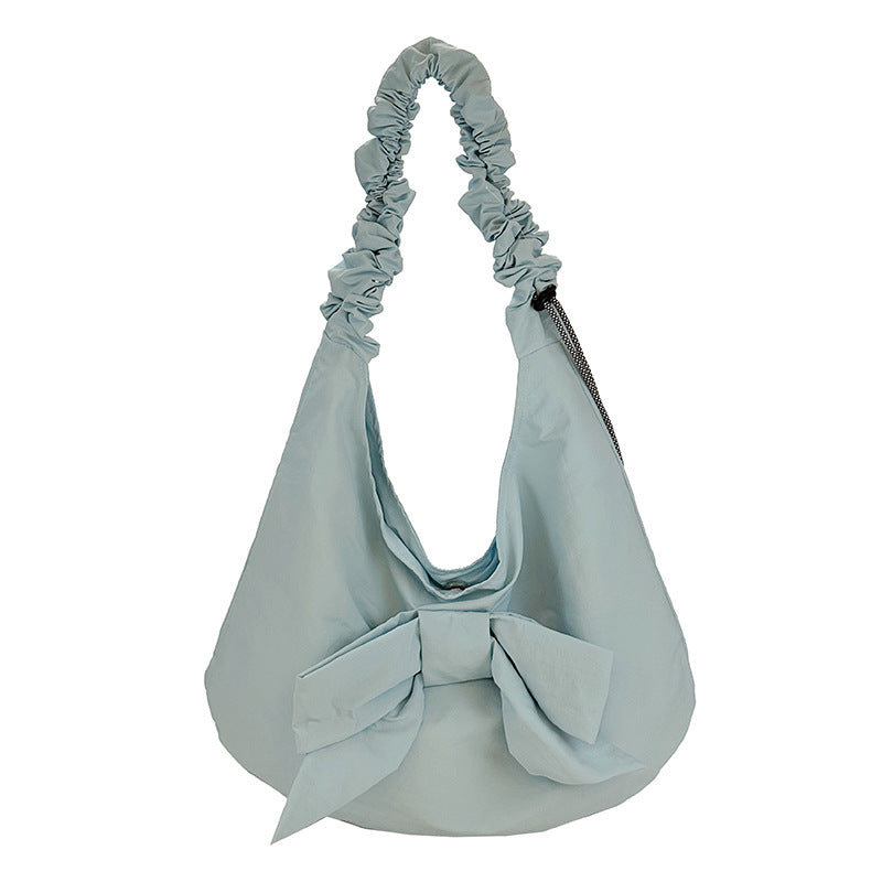 Elegant Bow-Embellished Slouchy Shoulder Bag