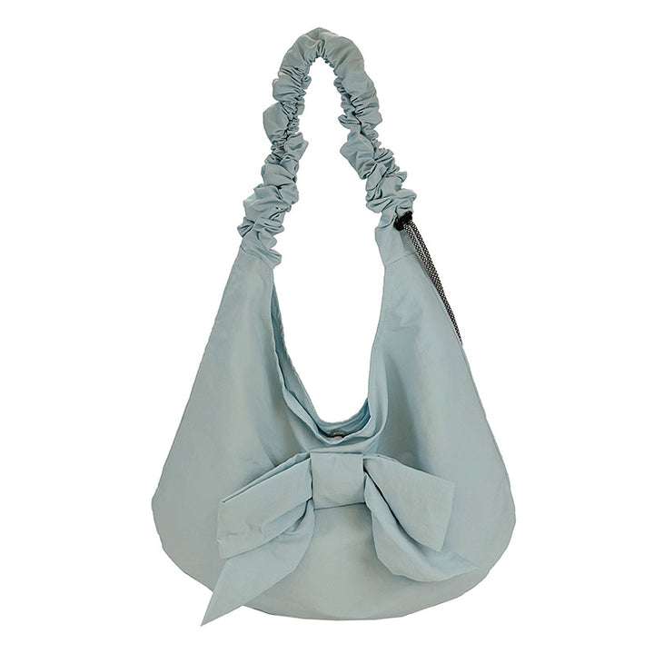 Elegant Bow-Embellished Slouchy Shoulder Bag
