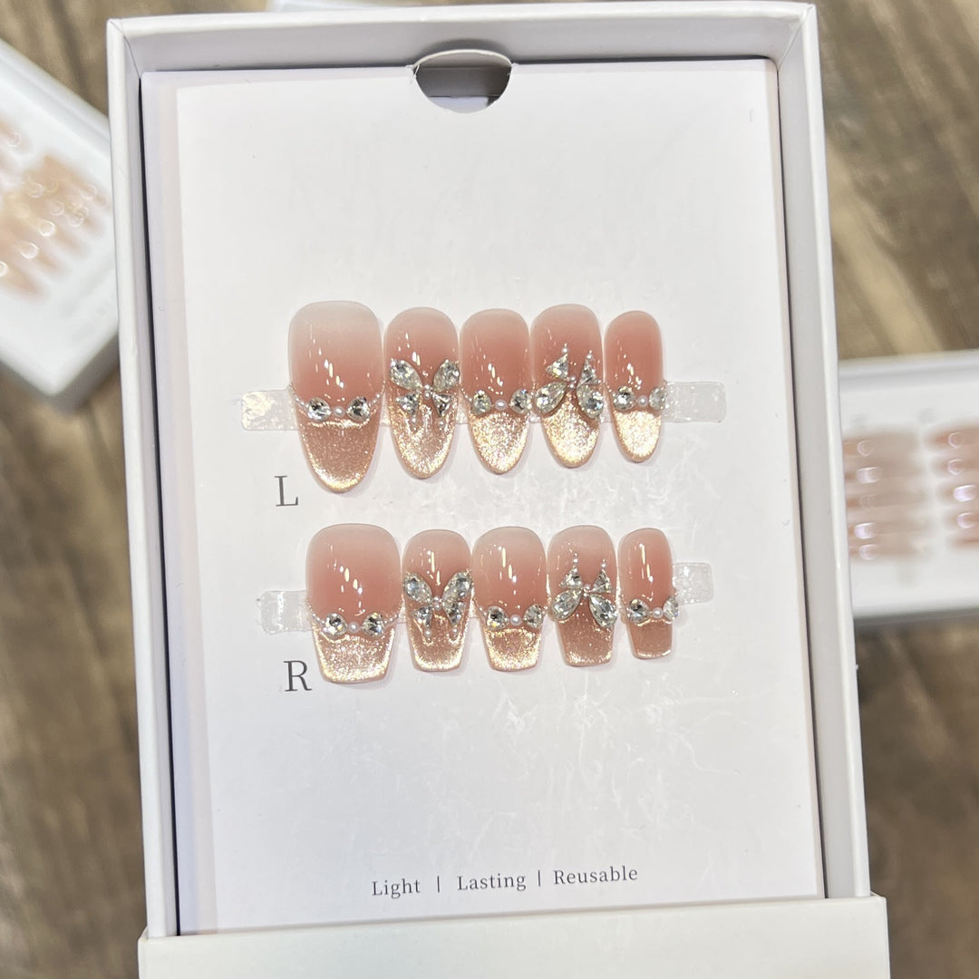 Glamorous Rhinestone-Embellished Press-On Nail Set Kalsten