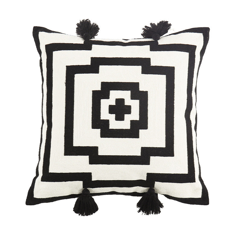 Decorative square decorative cushion with jacquard fabric and decorative tassels Kalsten