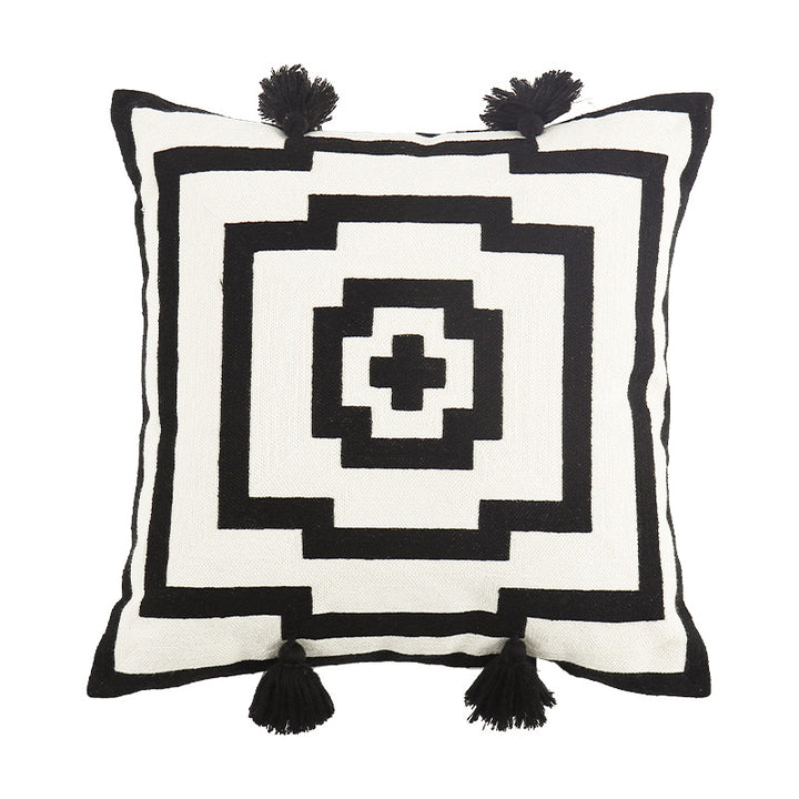 Decorative square decorative cushion with jacquard fabric and decorative tassels Kalsten