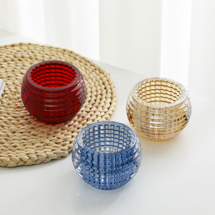 Round Ribbed Glass Votive Candle Holder for Tealights Kalsten