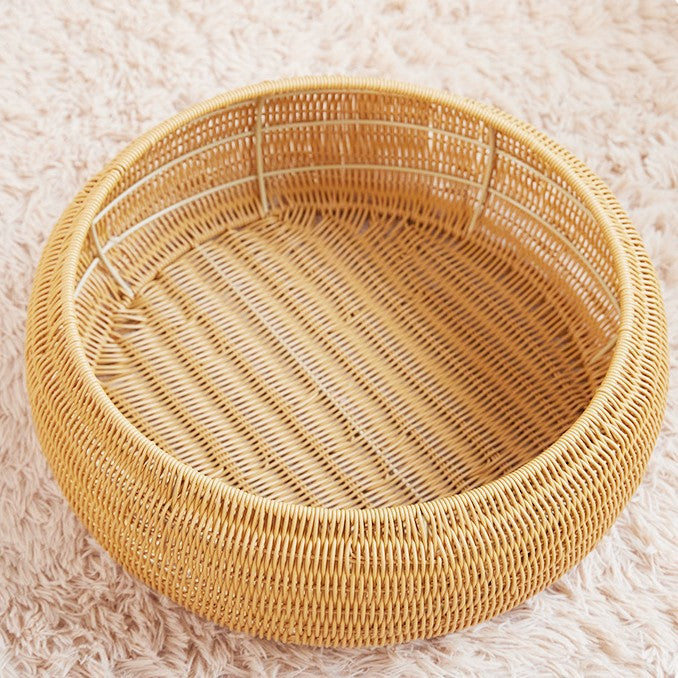 Cat bed with round rattan decoration Kalsten