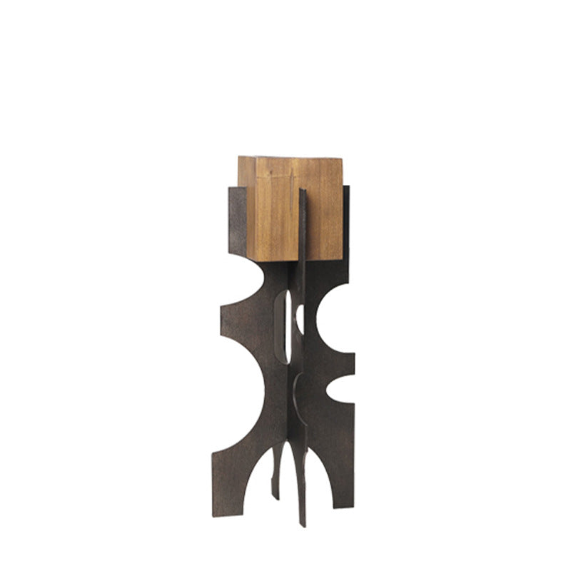 Abstract Metal and Wood Decorative Sculpture