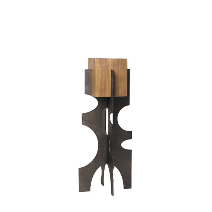 Abstract Metal and Wood Decorative Sculpture