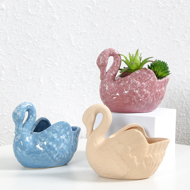 Decorative Ceramic Swan Planter Kalsten