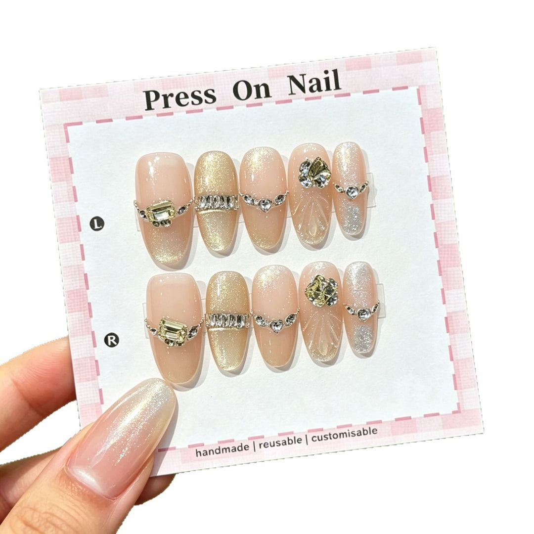 Artistic Press-On Nail Set with Floral and Graphic Designs
