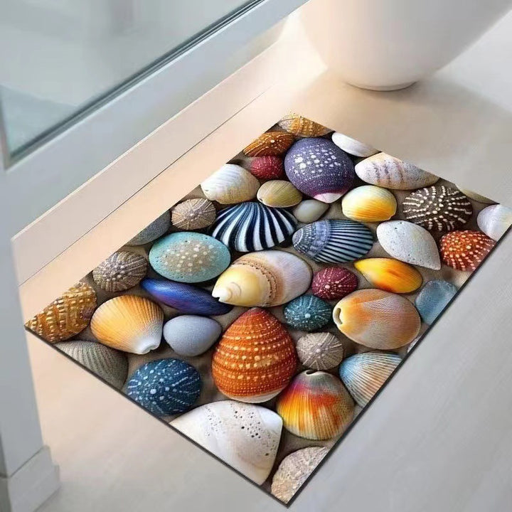 Coastal Seashell Design Bath Mat Kalsten