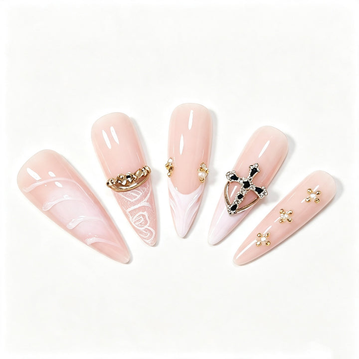 Elegant Stiletto Nail Art Tips with Embellishments Kalsten