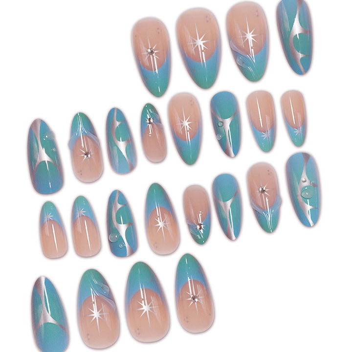 Artistic Stiletto Press-On Nail Extensions with Unique 3D Design Kalsten