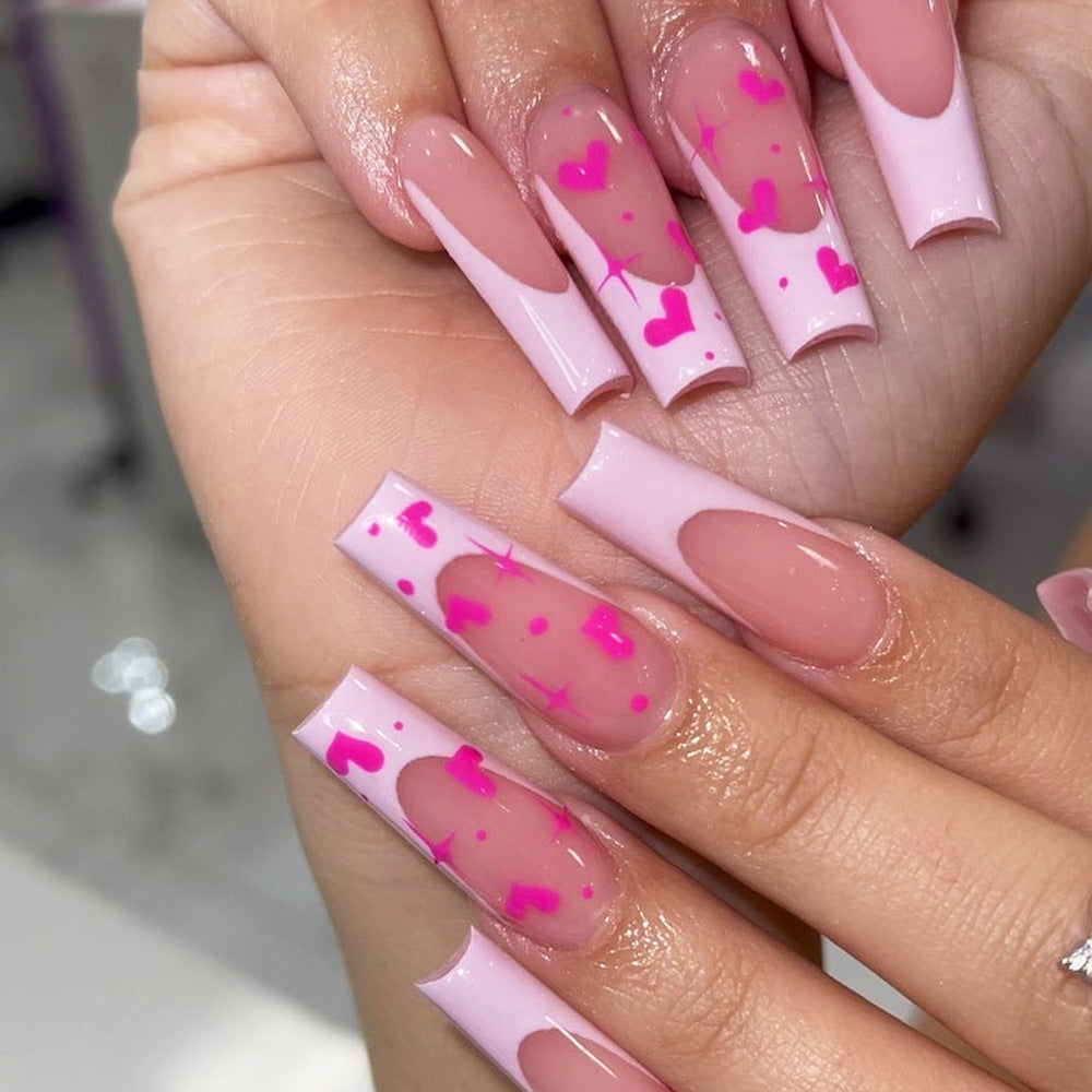 Artful Nail Extensions with Heart-Shaped Accents Kalsten