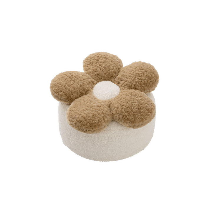 Round flower-shaped seat pouf with cozy teddy fleece and removable cover Kalsten