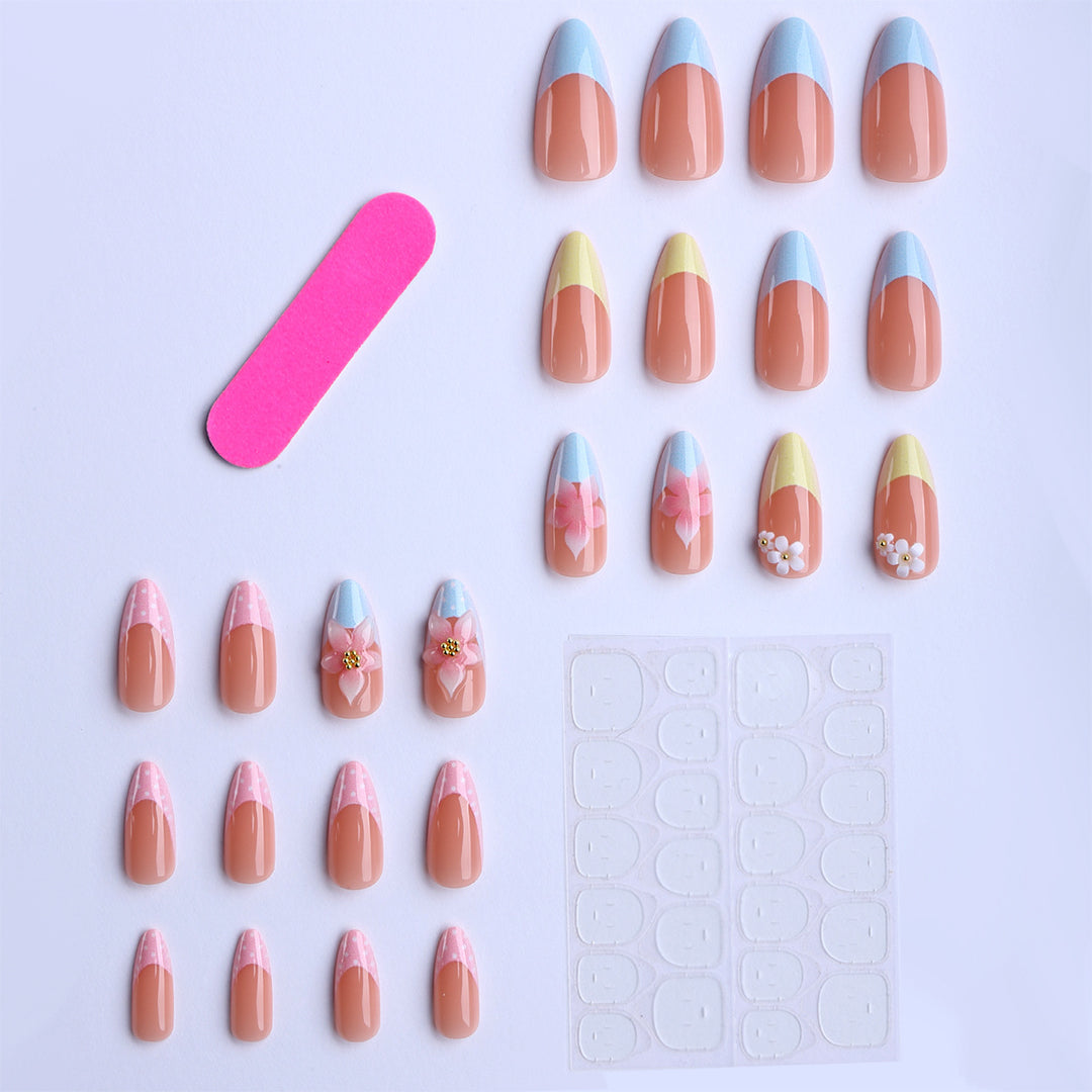 Elegant Artificial Nails with Floral Accents Kalsten