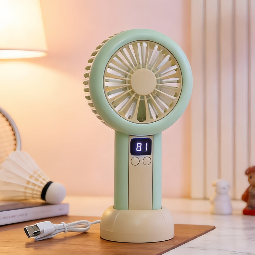 Portable handheld fan with LED display and multiple speed settings Kalsten
