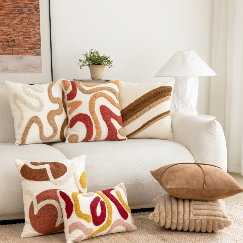 Plush Faux Fur Ribbed Grid Square Throw Pillow with Channel-Quilt Texture