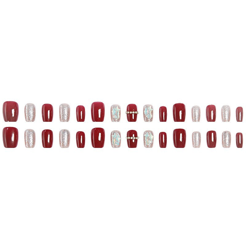 Glamorous artificial nail set with sparkling 3D applications and elegant embellishments Kalsten