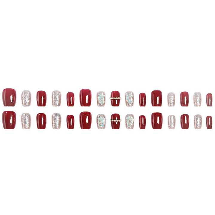 Glamorous artificial nail set with sparkling 3D applications and elegant embellishments Kalsten