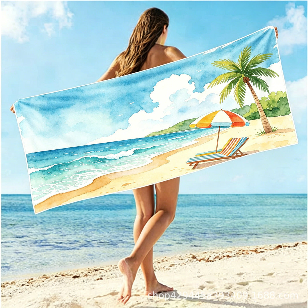 Women's large beach towel with colorful beach motif Kalsten