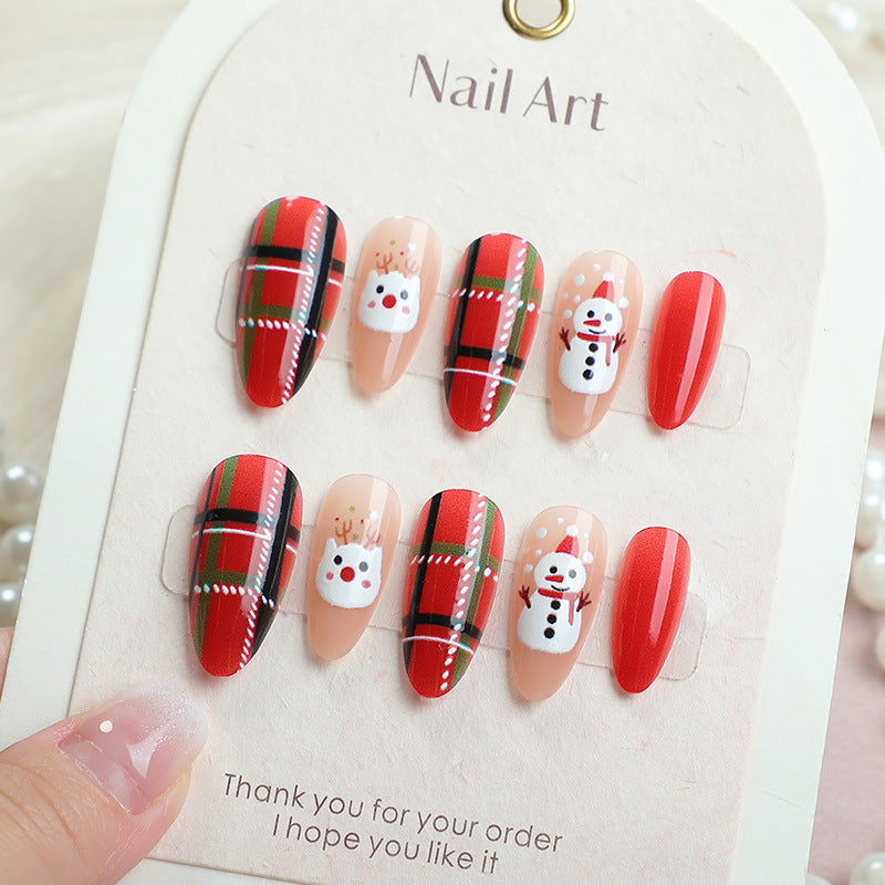 Festive Holiday-Themed Press-On Nail Set 1790738334