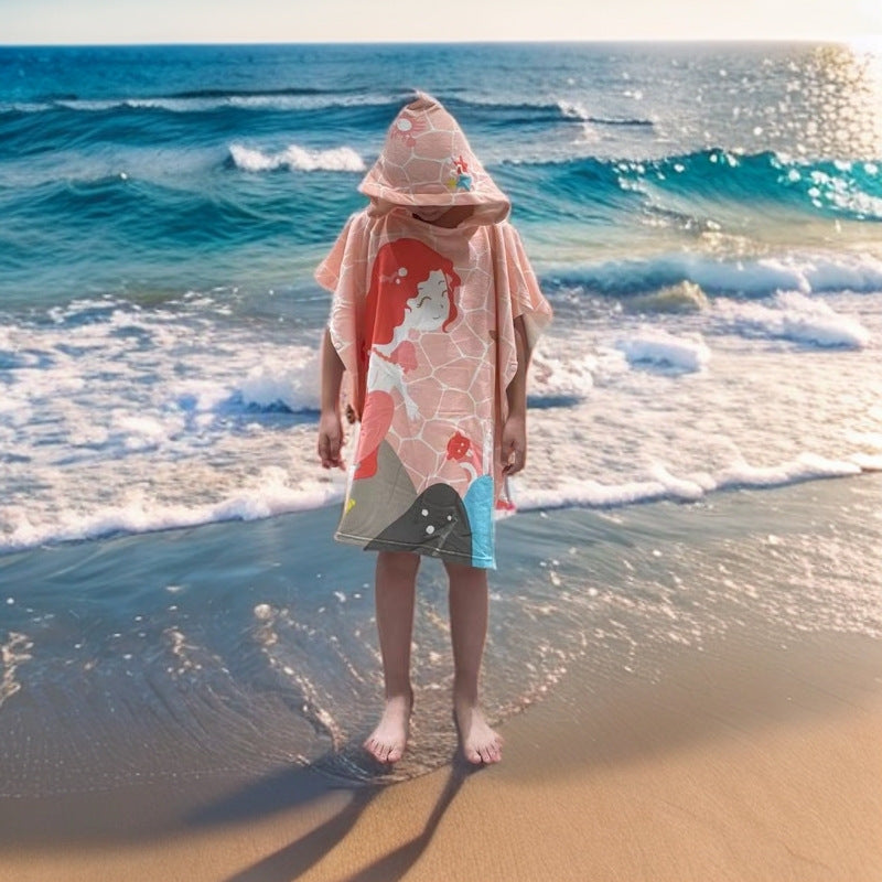Kids' Fun Dinosaur-Themed Hooded Towel Poncho Kalsten