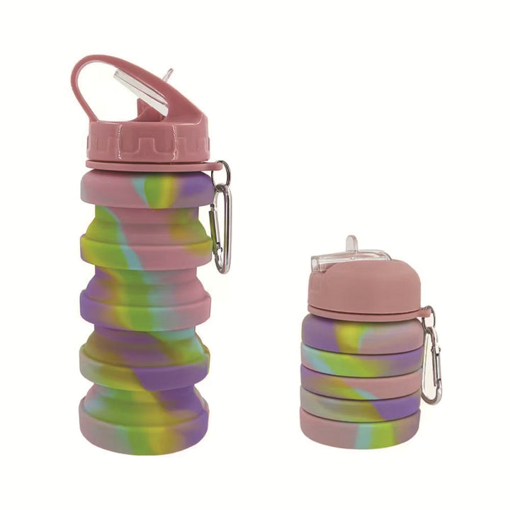 Women's foldable silicone drinking bottle with carabiner Kalsten