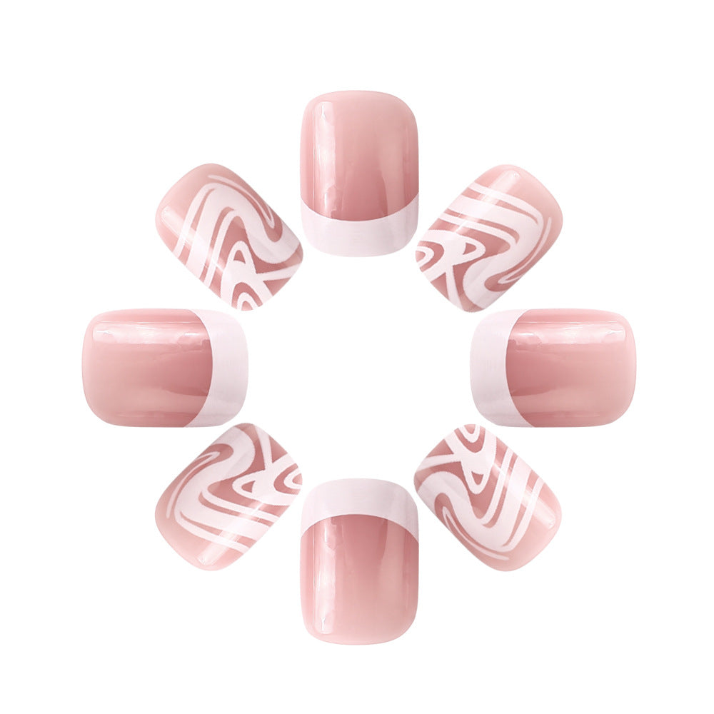 Artistic Press-On Nail Set with Marble and Textured Design Kalsten