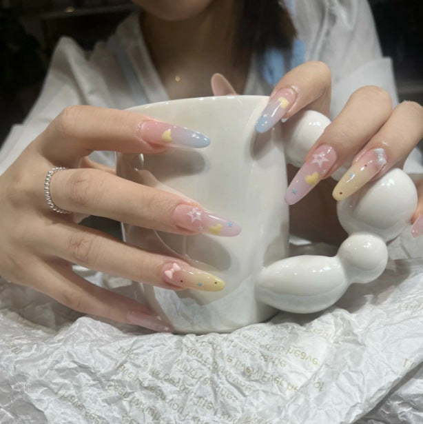 Artistic Press-On Nail Art Set with Creative Patterns