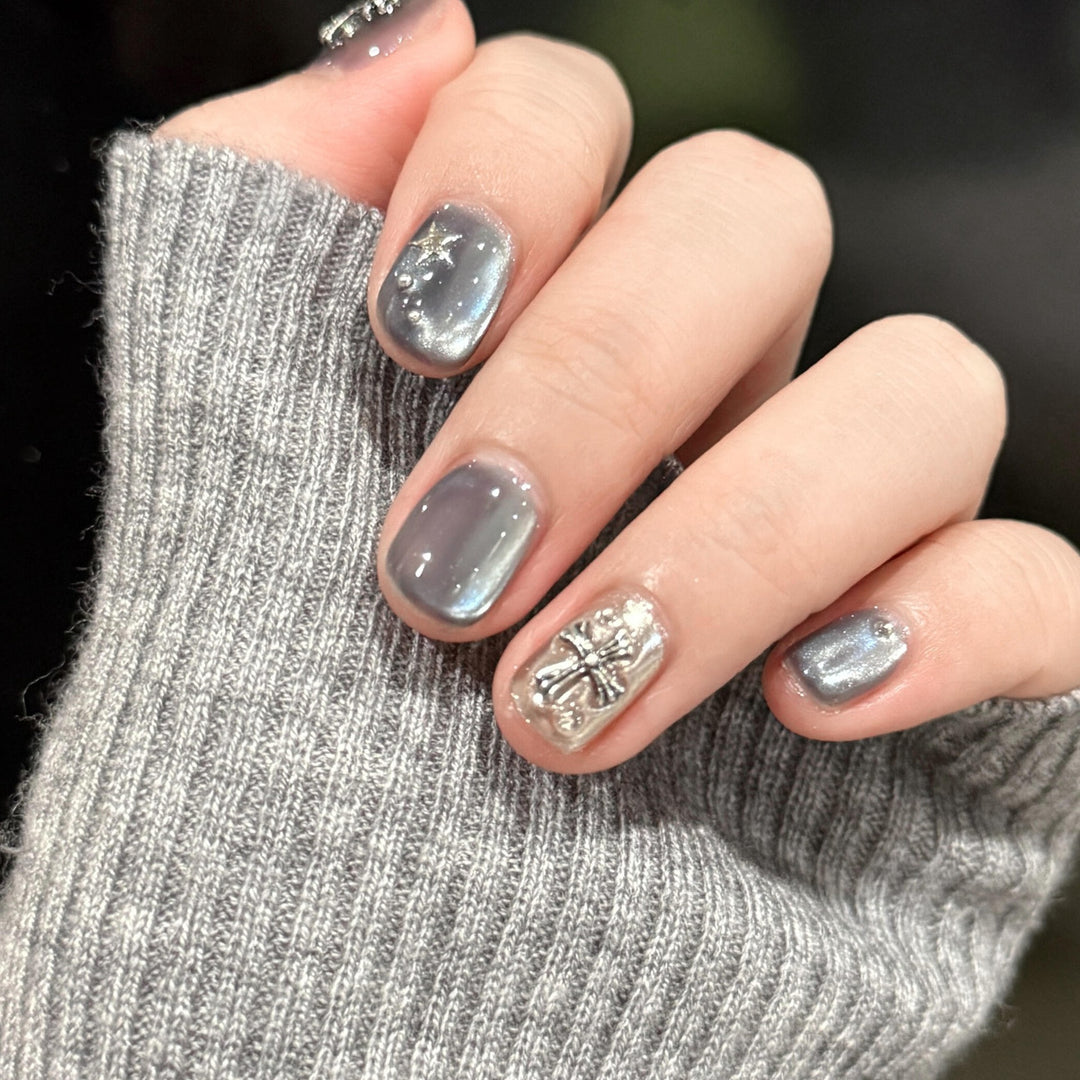 Artificial nail set with glamorous metallic effects Kalsten