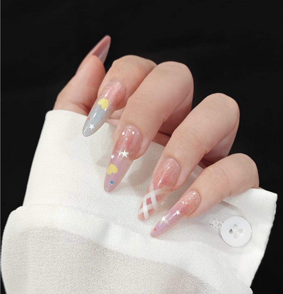 Creative Glittery Star-Themed Press-On Nails Kalsten