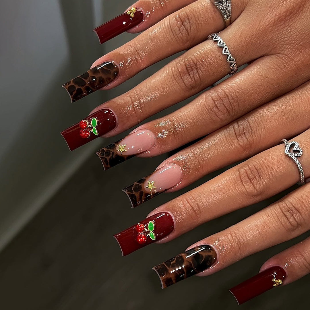 Creative nail art set with leopard and Christmas motifs Kalsten