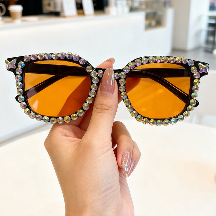 Crystal-Embellished Cat Eye Sunglasses Kalsten
