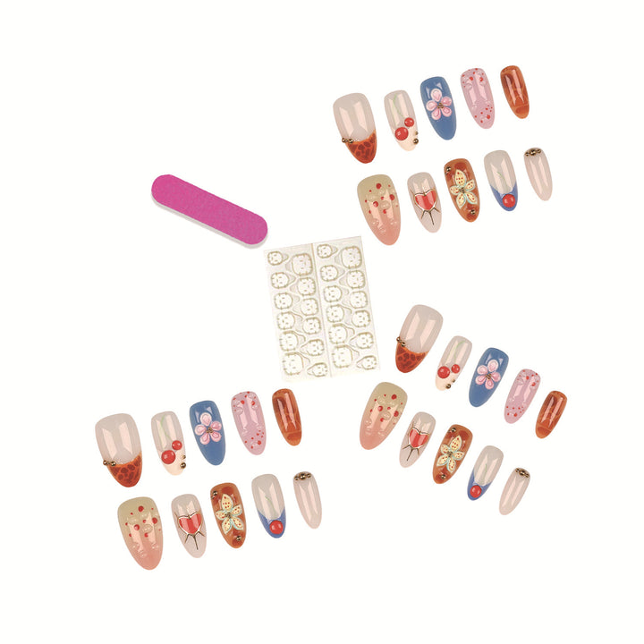 Artistic Floral Design Press-On Nail Set
