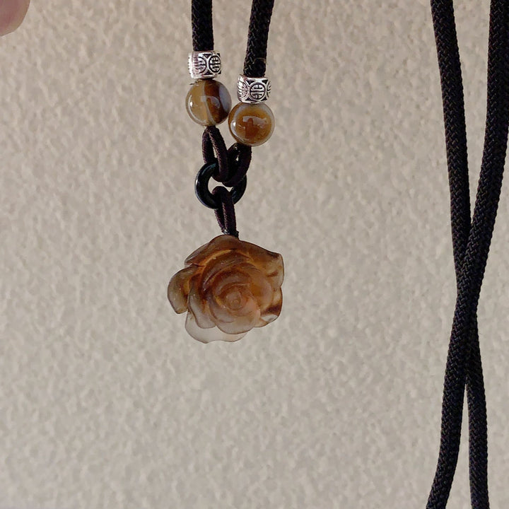 Artistic Carved Rose Pendant Necklace Kalsten