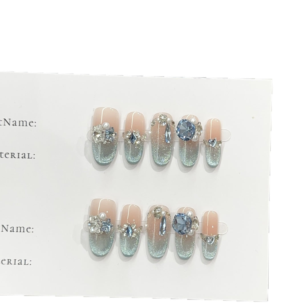 Glamorous Crystal-Embellished Press-On Nail Art