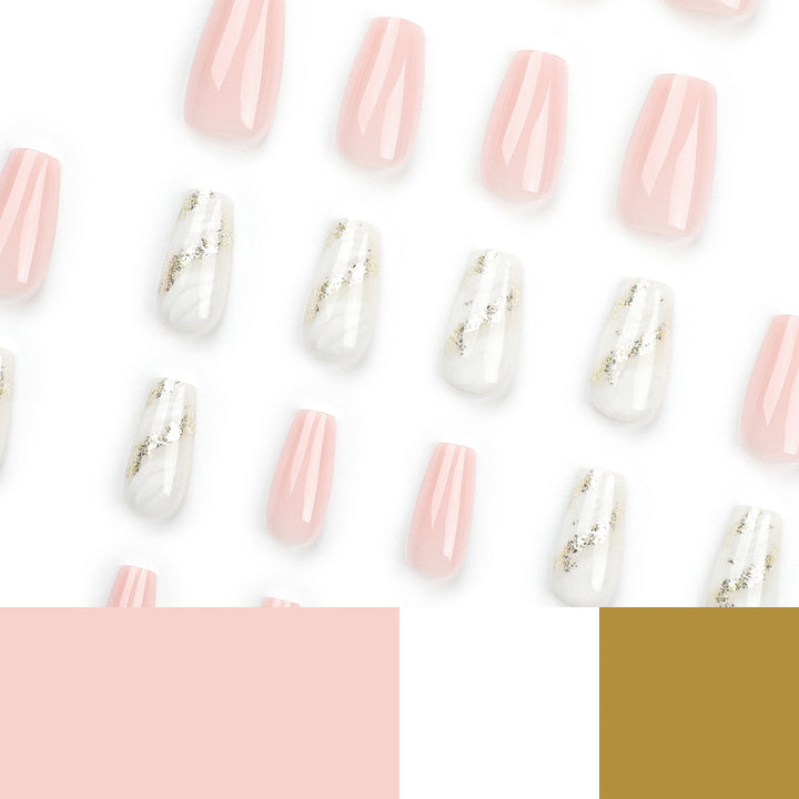 Artistic Nail Extensions with Elegant Gold Design Kalsten