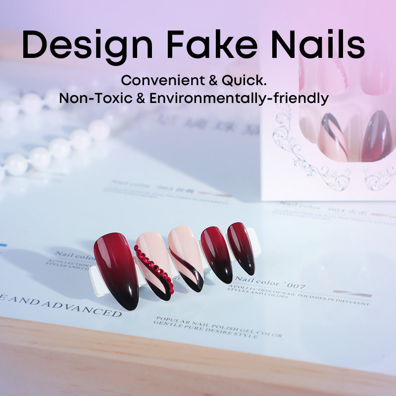 Nail set with elegant ombre design and creative decorations Kalsten