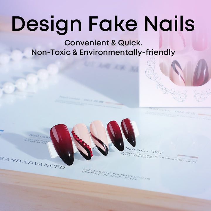Nail set with elegant ombre design and creative decorations Kalsten