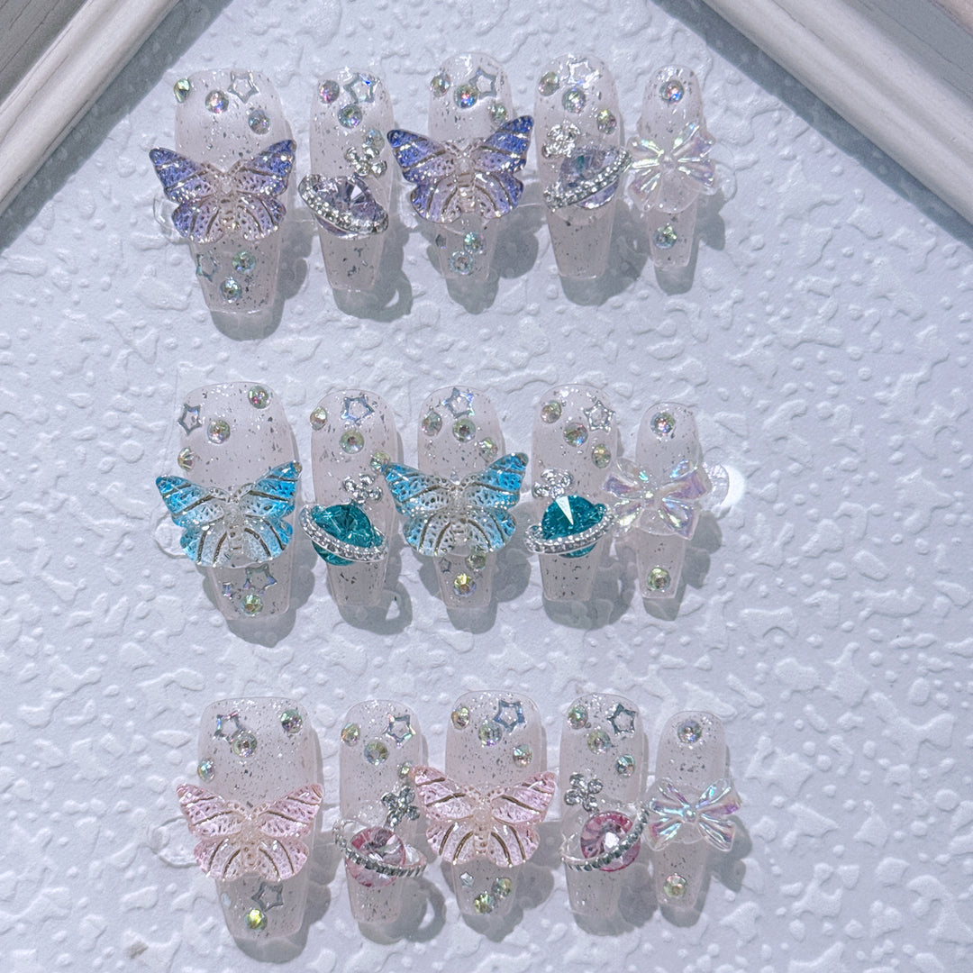 Butterfly Design Press-On Nail Art Set