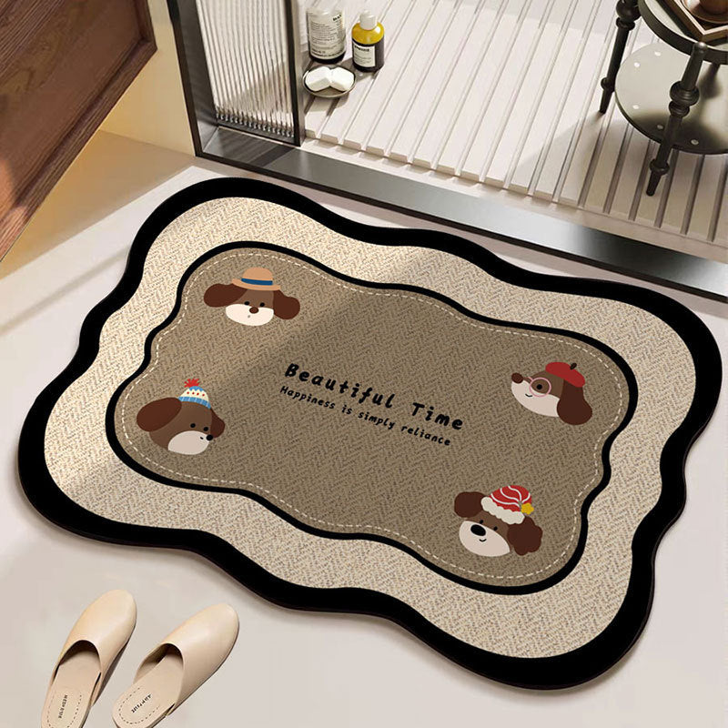 Cartoon Dog-Themed Decorative Bath Mat Kalsten