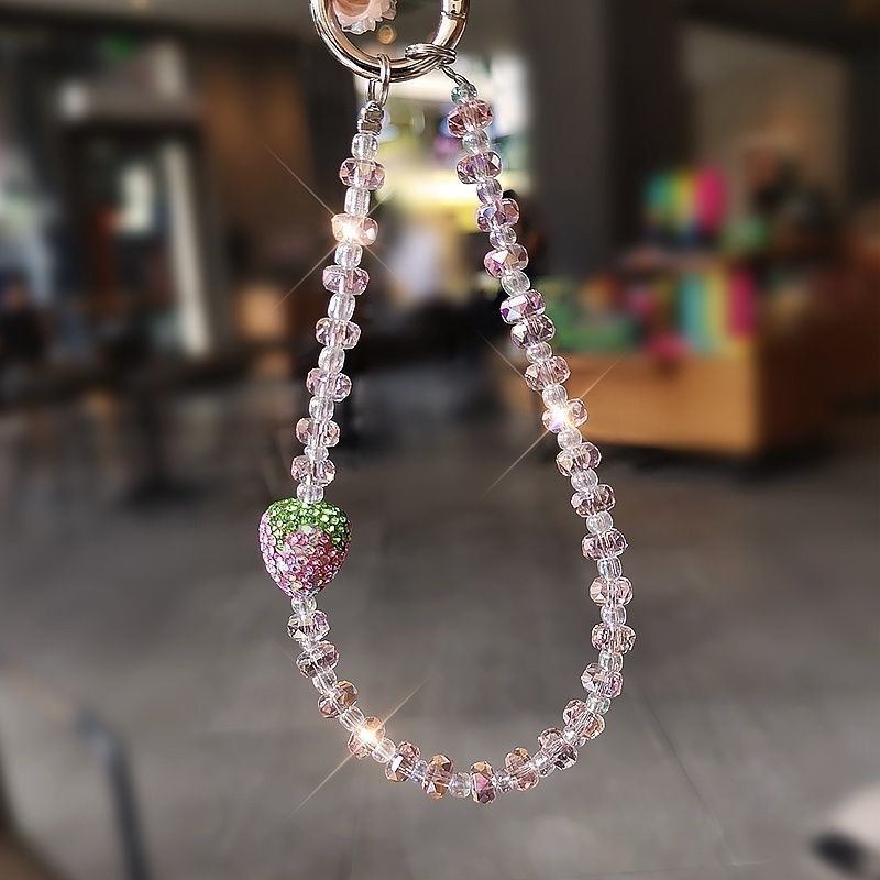 Strawberry-Themed Beaded Charm Keychain Kalsten