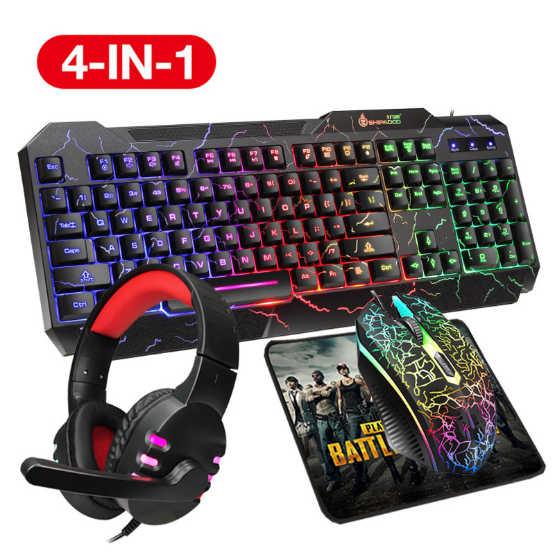 4-in-1 Gaming Accessory Set with Illuminated Keyboard, Precision Mouse, Gaming Headset, and Mouse Pad Kalsten