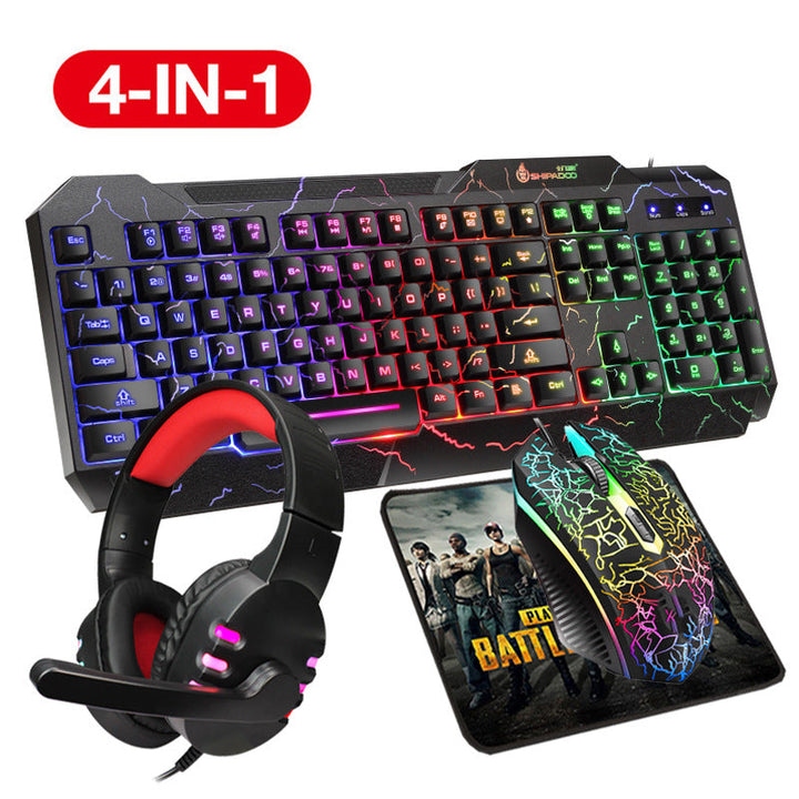 4-in-1 Gaming Accessory Set with Illuminated Keyboard, Precision Mouse, Gaming Headset, and Mouse Pad Kalsten